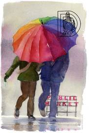Brella Couple Romantic Rain